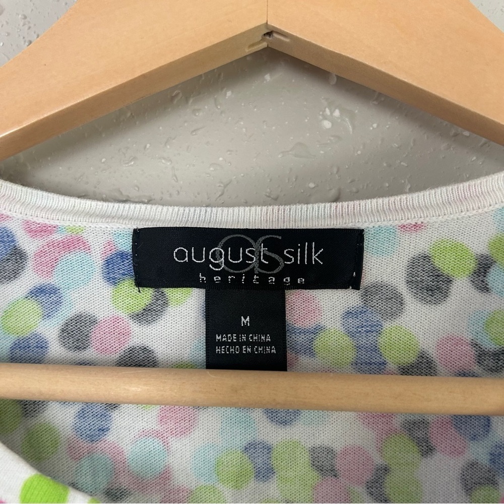 August Silk Multicolor Colorful Polka Dot Rainbow Fitted Notched Collar Cardigan - Picture 2 of 6